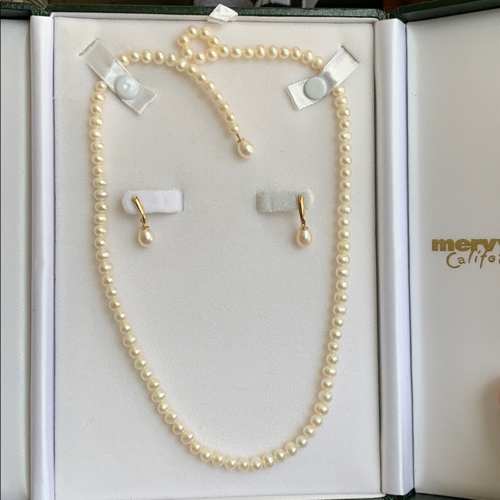 Cultured Pearl and 14K Necklace and Earring Set